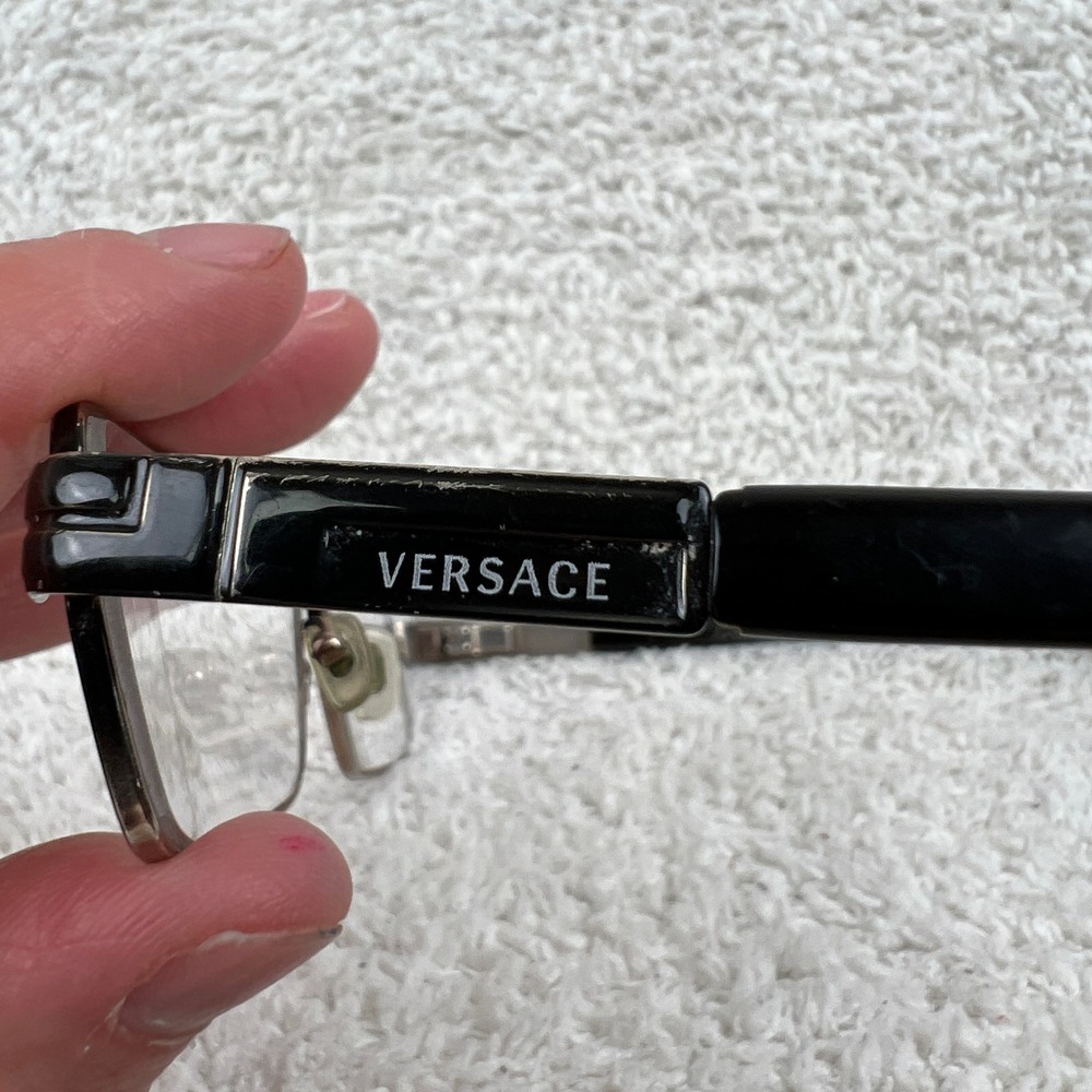 Versace 1137 Black Silver Rectangle Eyeglasses Fr… - image 8